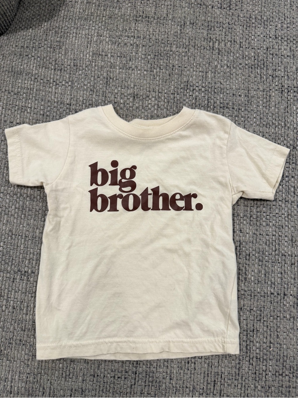 Rabbit Skins Cream Tee with Brown "big brother." Print